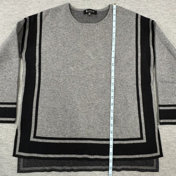 2 Sisters Sweater Womens S/M Dolman Split Hem Crew Neck Long Sleeve Black Gray - Picture 10 of 12